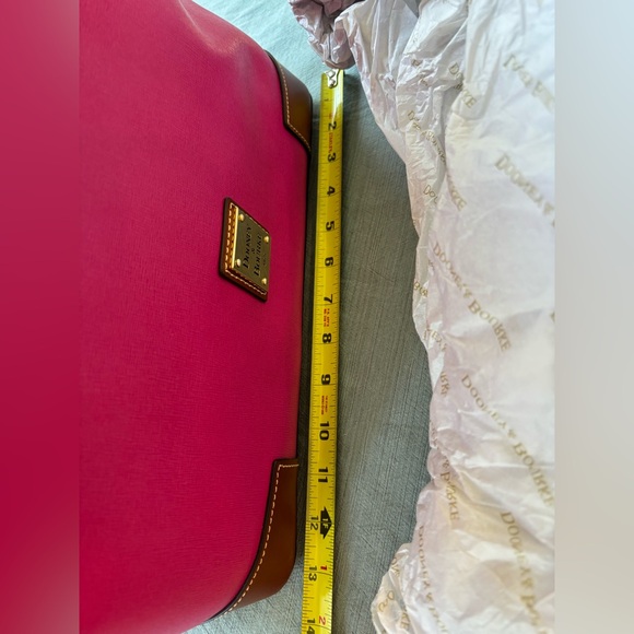 NEW Dooney & Bourke Saffiano Leisure Shopper Hot Pink Brown Leather Tote NWOT - Picture 13 of 16